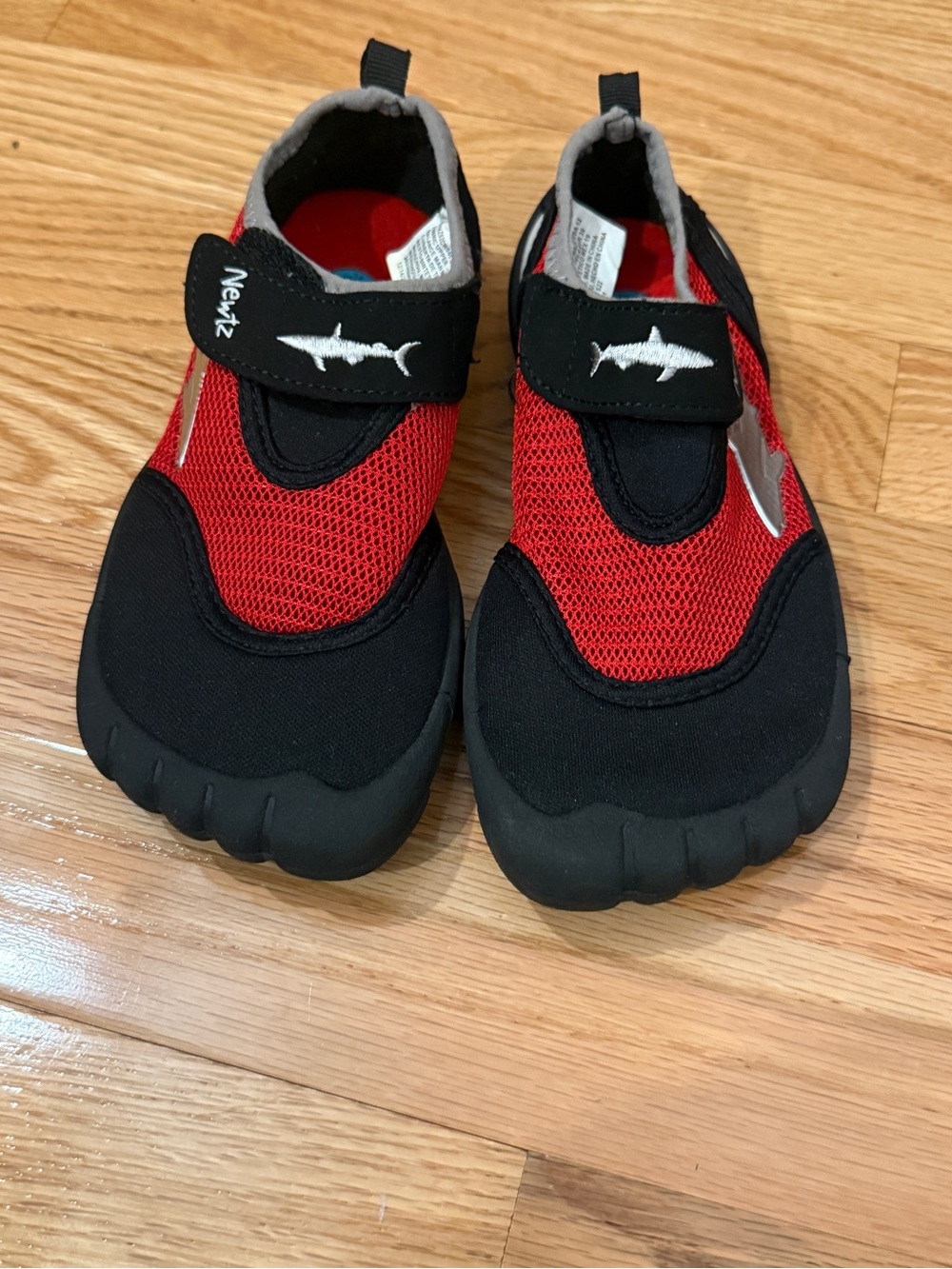 Kids Red and Black Water Shoes with Shark Accent by Newtz